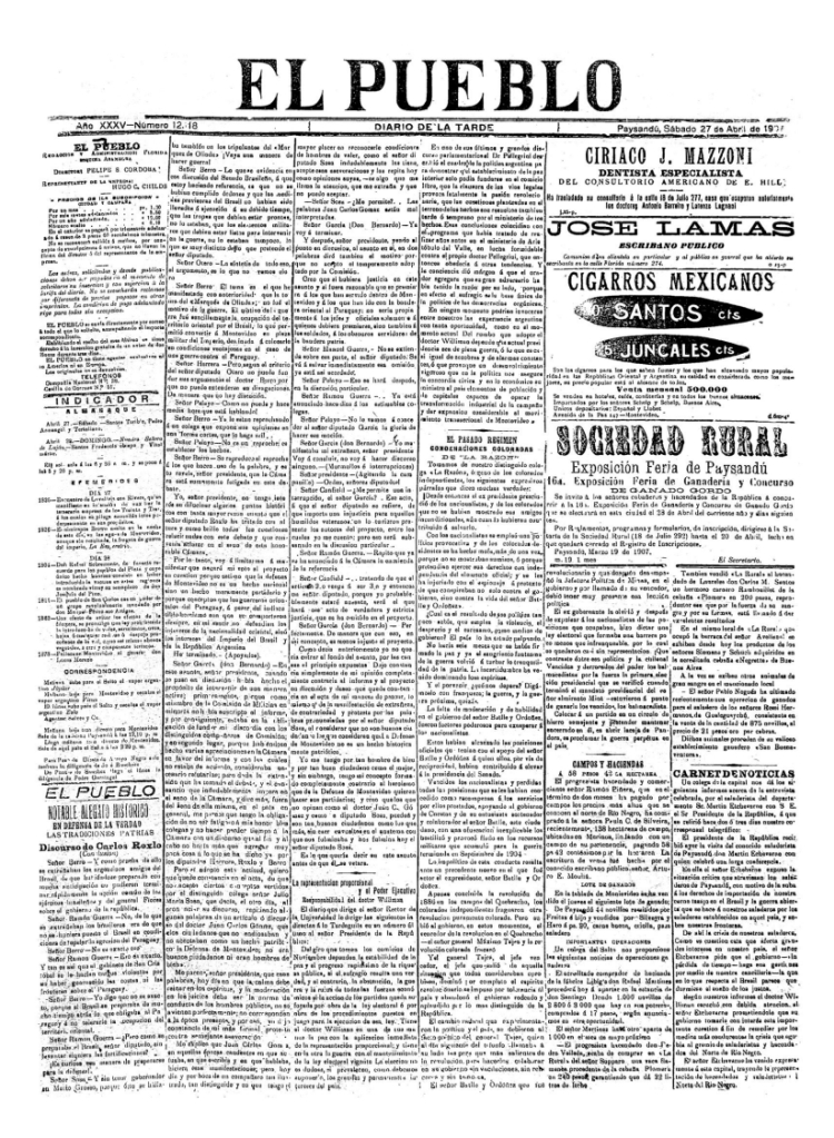 EL PUEBLO del 27/04/1907